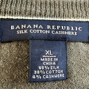 Banana Republic Sweater XL Men's Green Silk Cotton Cashmere V-Neck